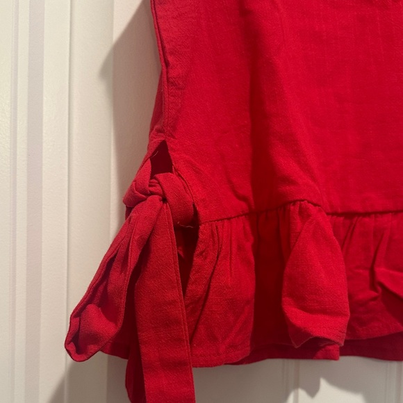 Red Crop Top with Ruffle Detail - Picture 3 of 5